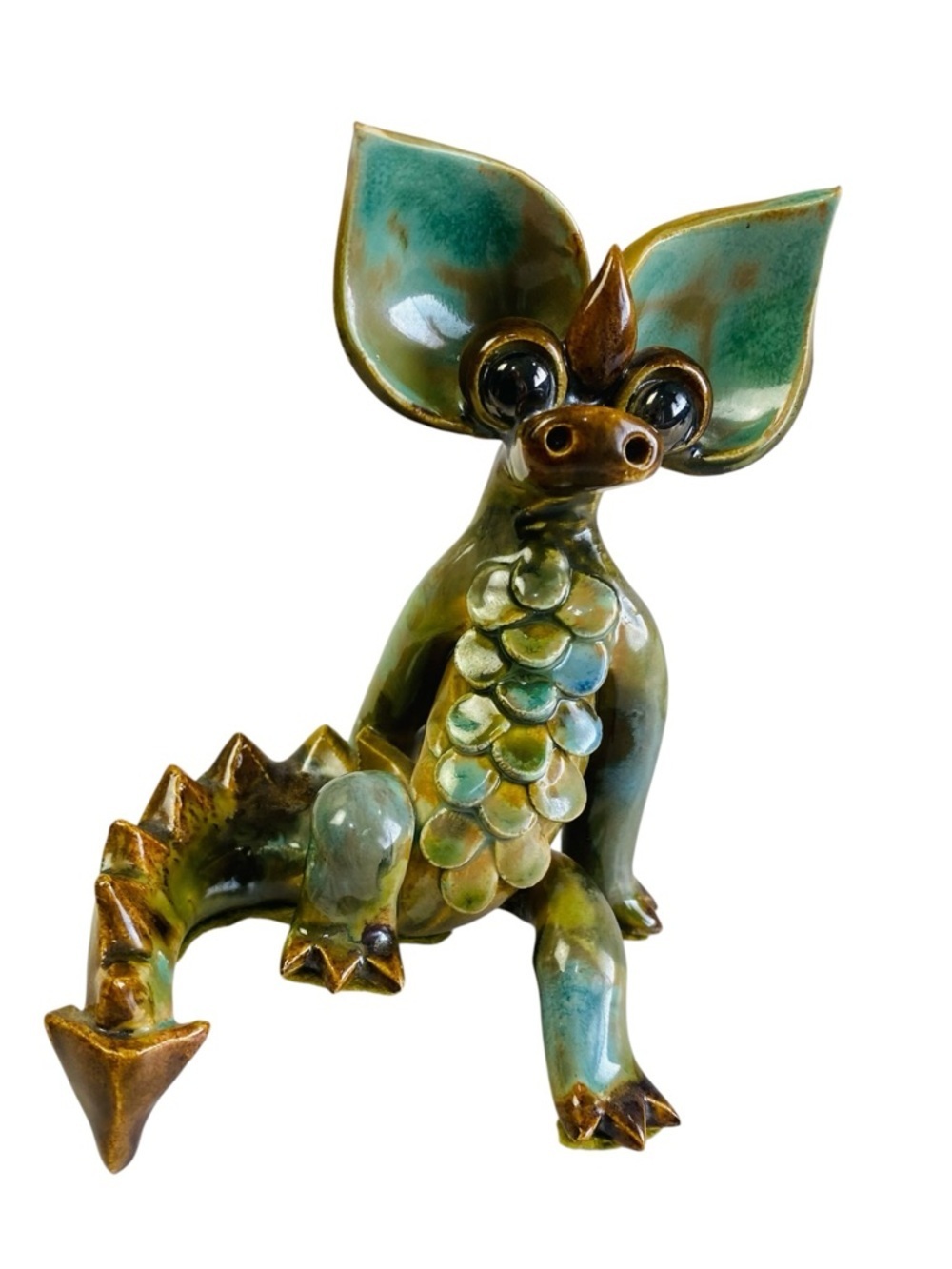 Yare Design Sitting Shelf Dragon Pottery Figure 5”